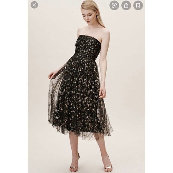 BHLDN Joanna August Rila Dress Midi Black 8 - Picture 3 of 7